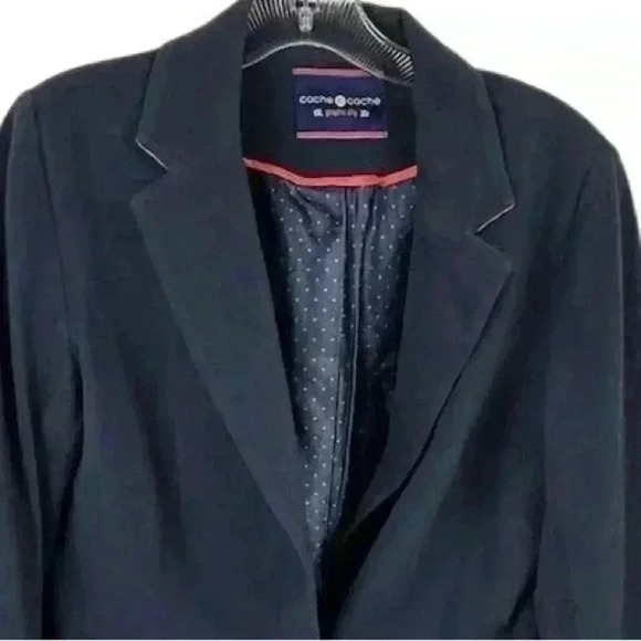 Cache Cache Women's Blazer Size 0, Blue Polka Dot Lining Tailored - Picture 3 of 9